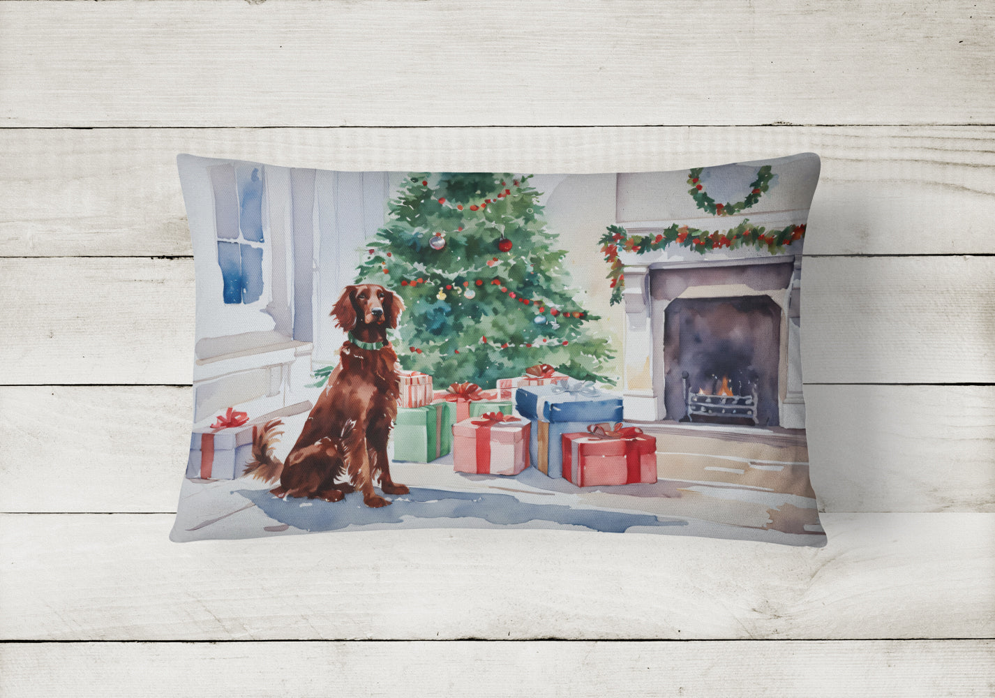 Irish Setter Cozy Christmas Throw Pillow