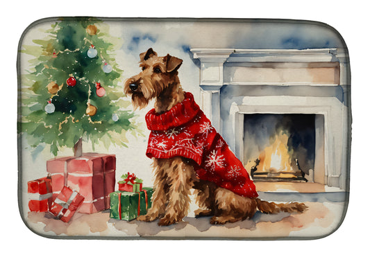 Buy this Irish Terrier Cozy Christmas Dish Drying Mat