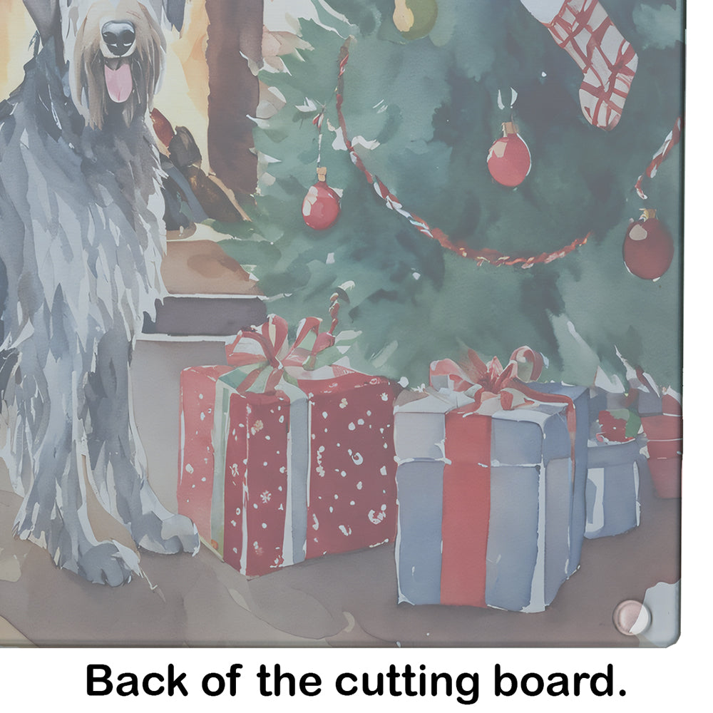 Irish Wolfhound Cozy Christmas Glass Cutting Board