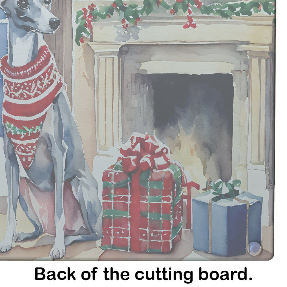 Italian Greyhound Cozy Christmas Glass Cutting Board