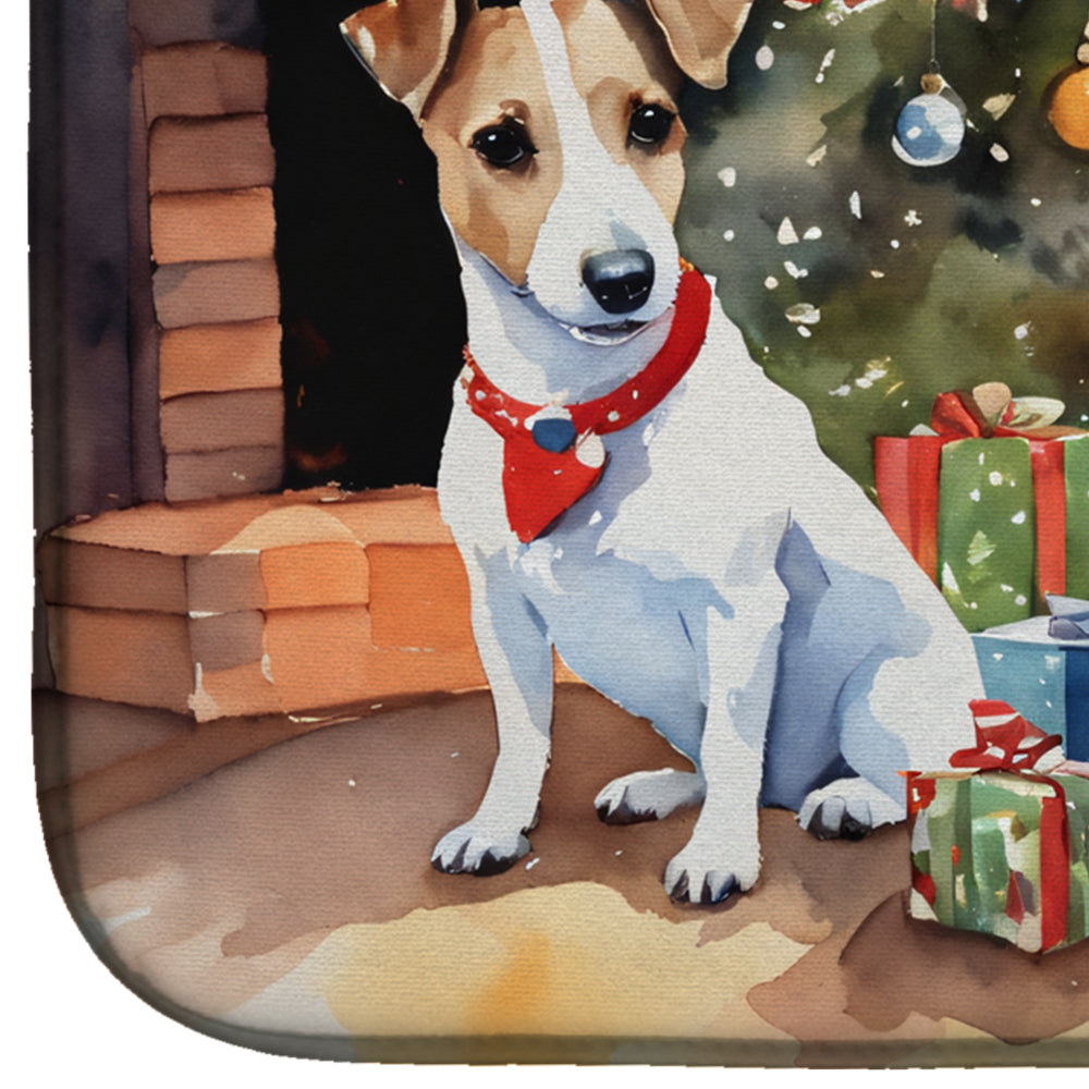 Jack Russell Terrier Cozy Christmas Dish Drying Mat