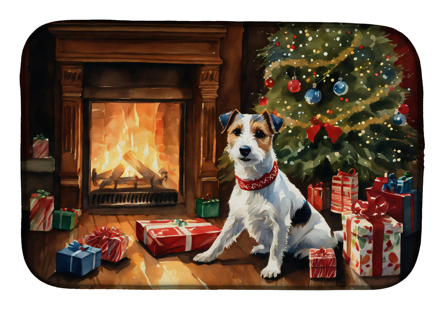 Buy this Jack Russell Terrier Cozy Christmas Dish Drying Mat