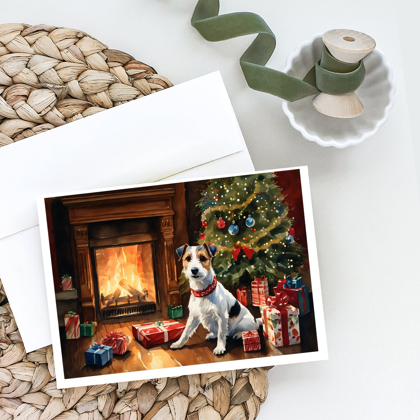 Jack Russell Terrier Cozy Christmas Greeting Cards Pack of 8