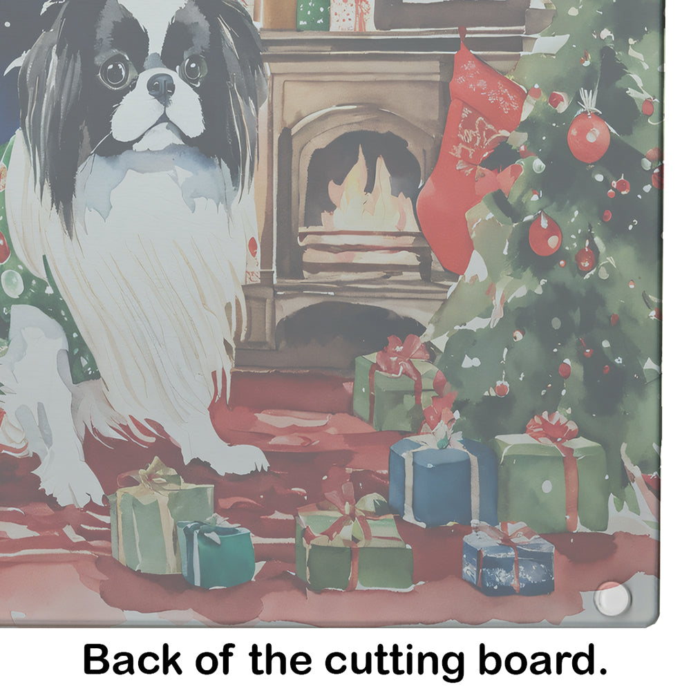 Japanese Chin Cozy Christmas Glass Cutting Board