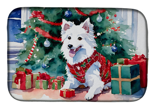 Buy this Japanese Spitz Cozy Christmas Dish Drying Mat