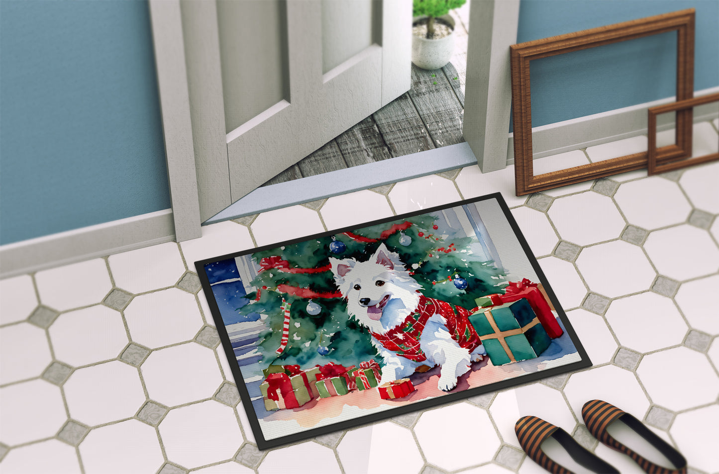 Japanese Spitz Cozy Christmas Doormat