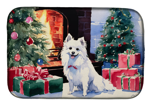 Buy this Japanese Spitz Cozy Christmas Dish Drying Mat