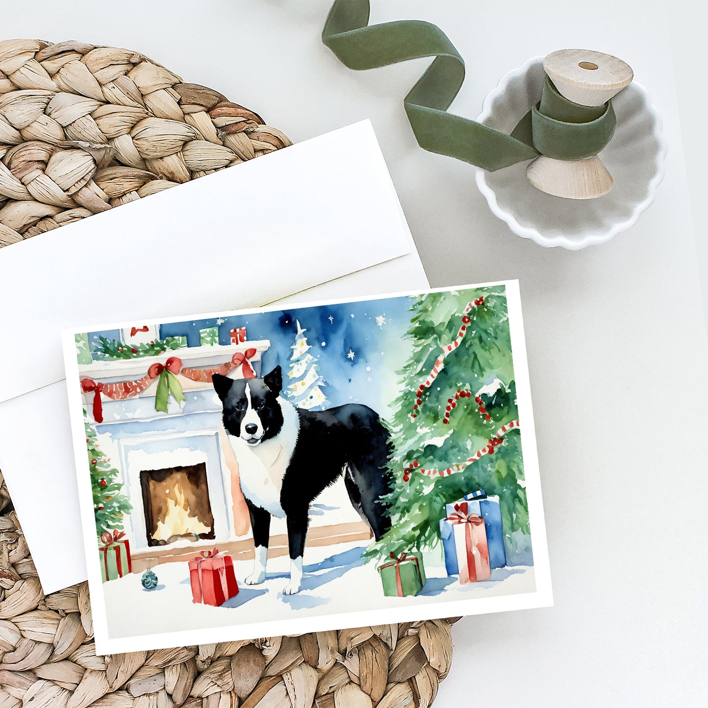 Karelian Bear Dog Cozy Christmas Greeting Cards Pack of 8