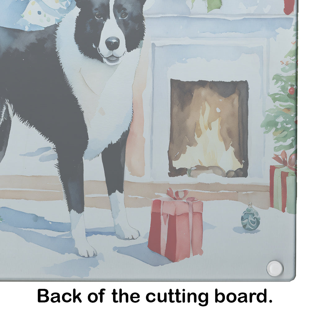 Karelian Bear Dog Cozy Christmas Glass Cutting Board