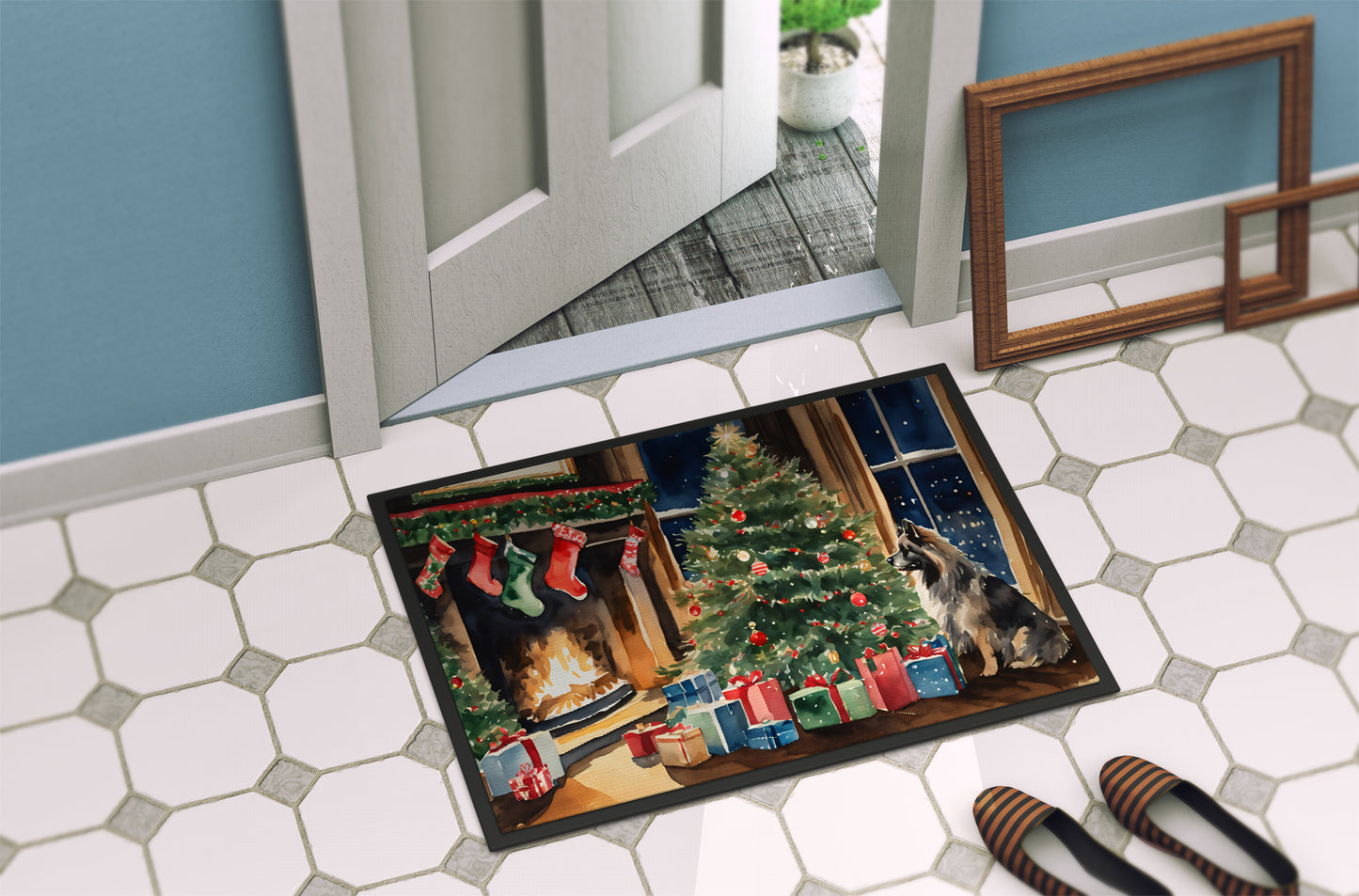 Keeshond Cozy Christmas Doormat