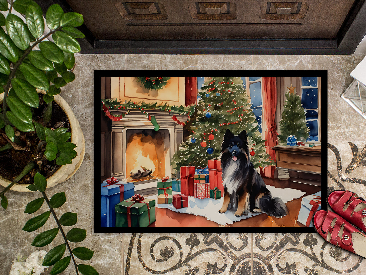 Keeshond Cozy Christmas Doormat