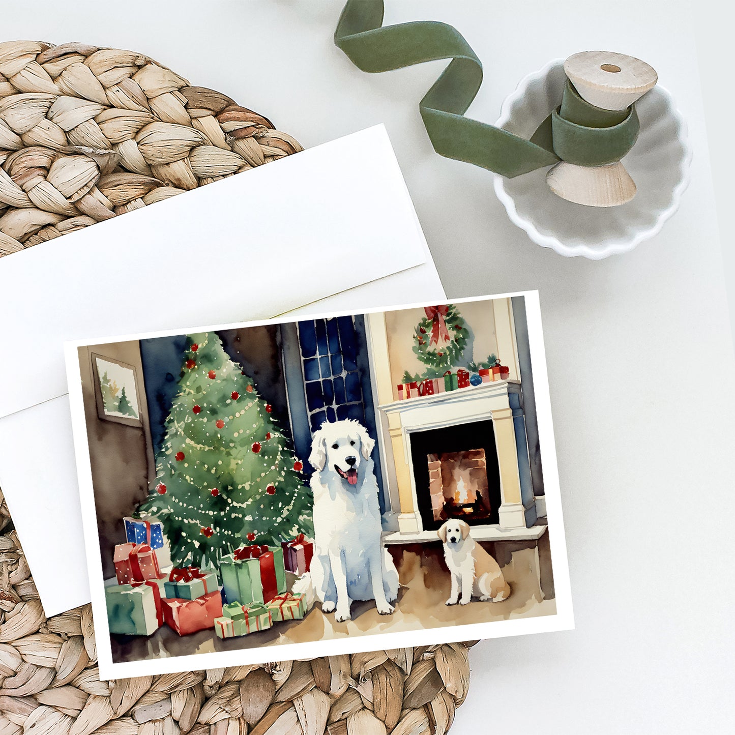 Kuvasz Cozy Christmas Greeting Cards Pack of 8