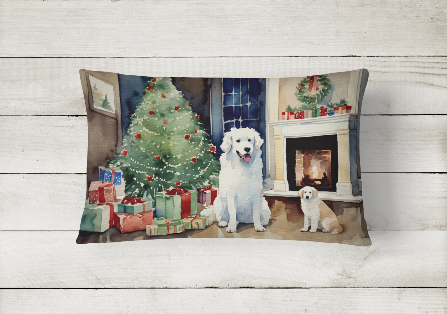 Kuvasz Cozy Christmas Throw Pillow