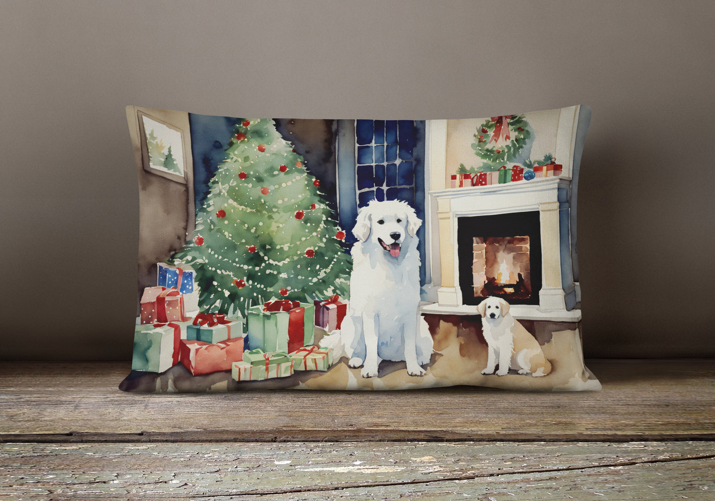 Kuvasz Cozy Christmas Throw Pillow