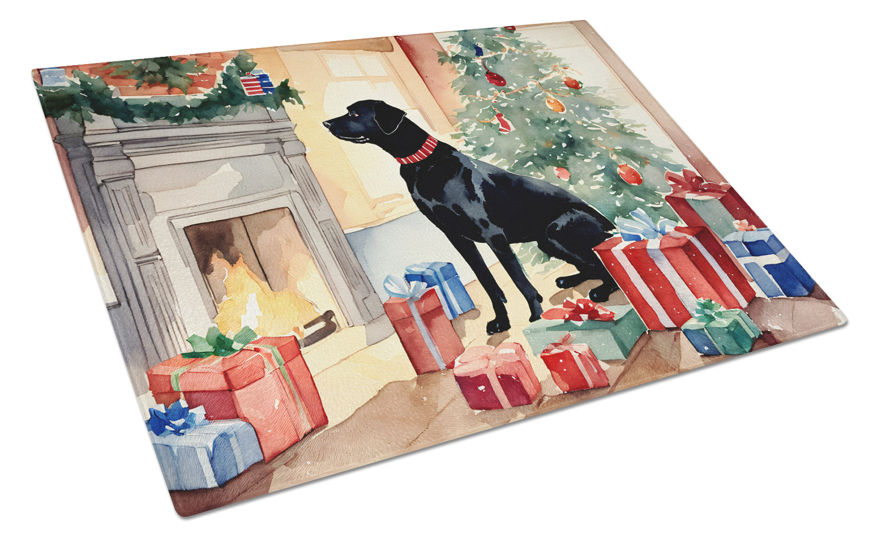 Buy this Labrador Retriever Cozy Christmas Glass Cutting Board