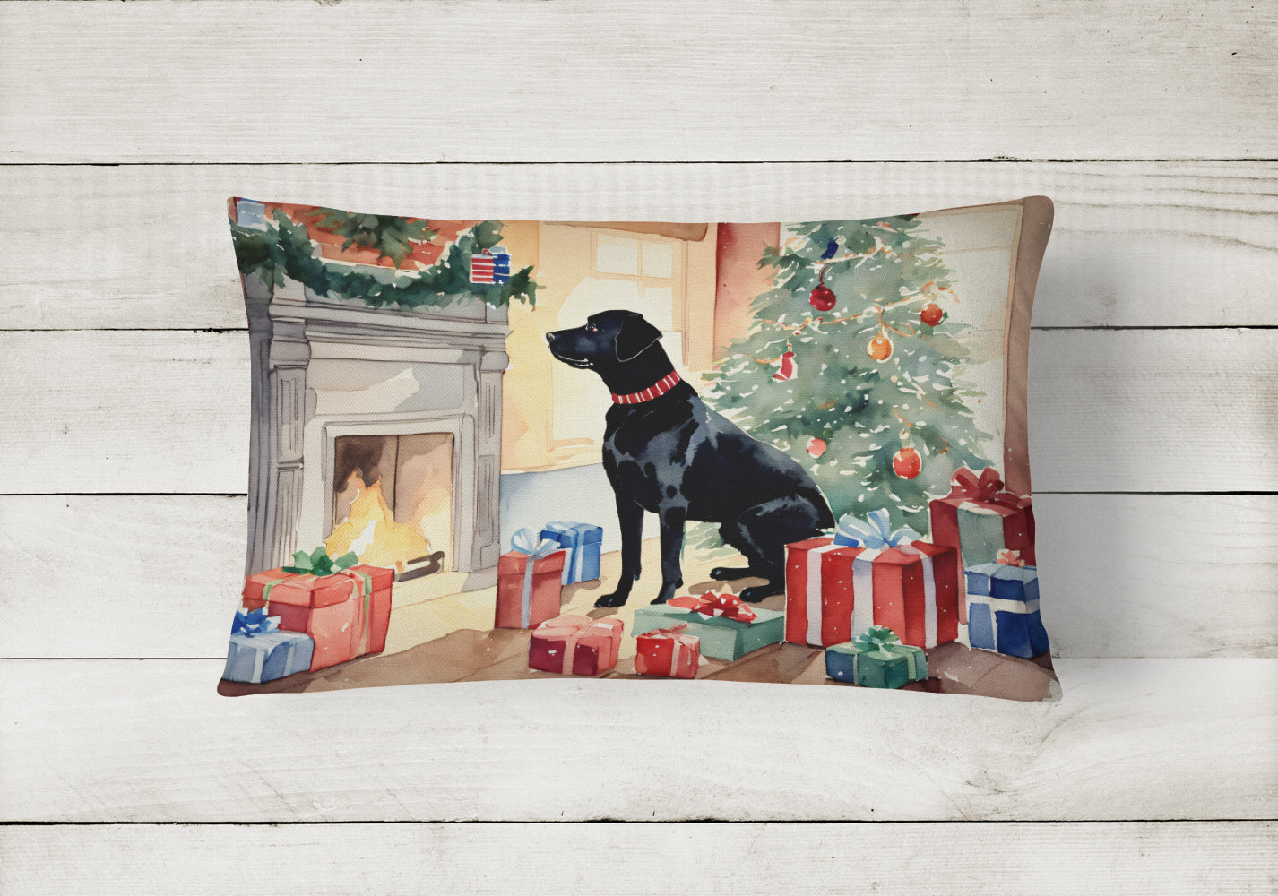 Labrador Retriever Cozy Christmas Throw Pillow