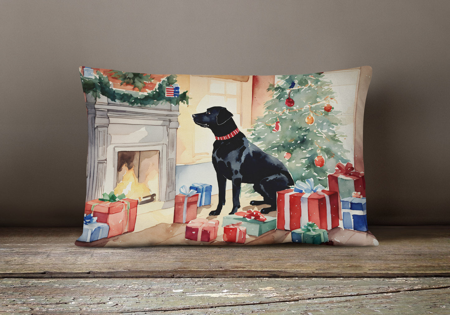 Labrador Retriever Cozy Christmas Throw Pillow