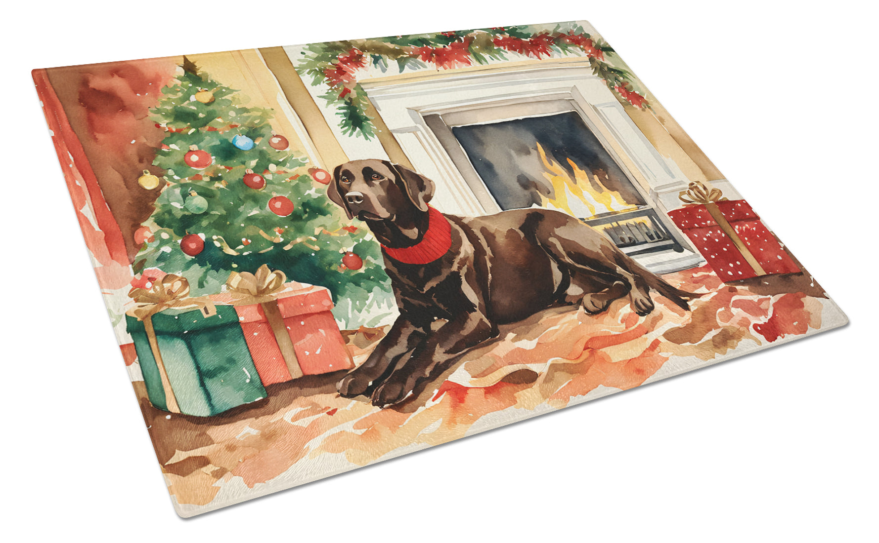 Buy this Labrador Retriever Cozy Christmas Glass Cutting Board