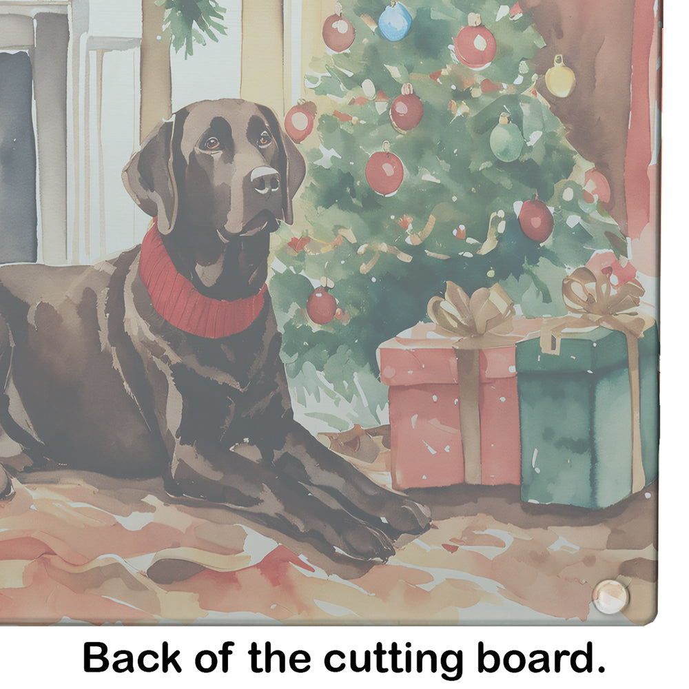 Labrador Retriever Cozy Christmas Glass Cutting Board