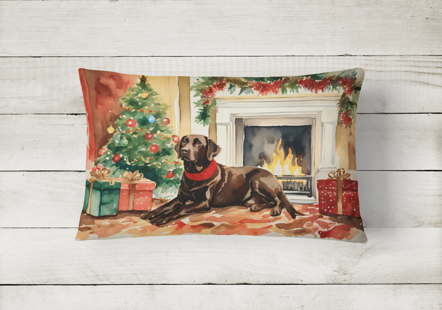 Labrador Retriever Cozy Christmas Throw Pillow