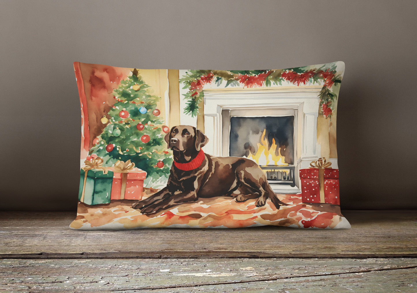 Labrador Retriever Cozy Christmas Throw Pillow