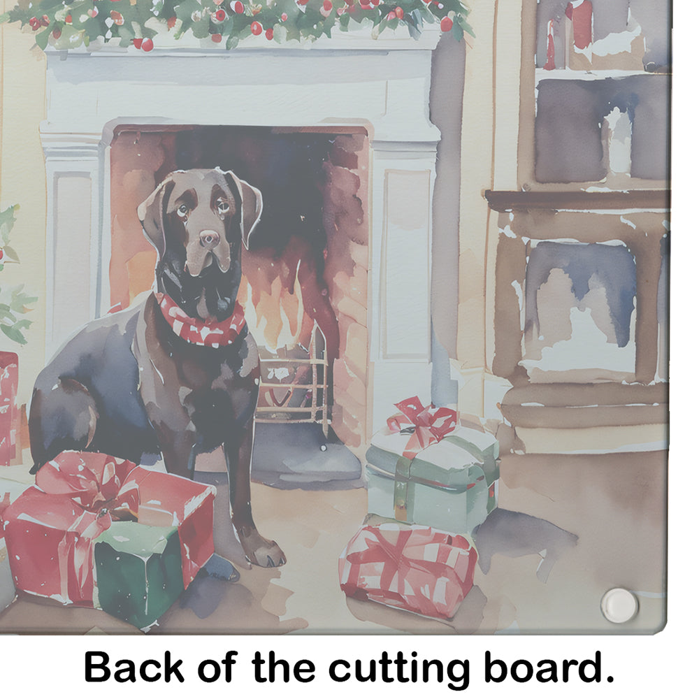 Labrador Retriever Cozy Christmas Glass Cutting Board