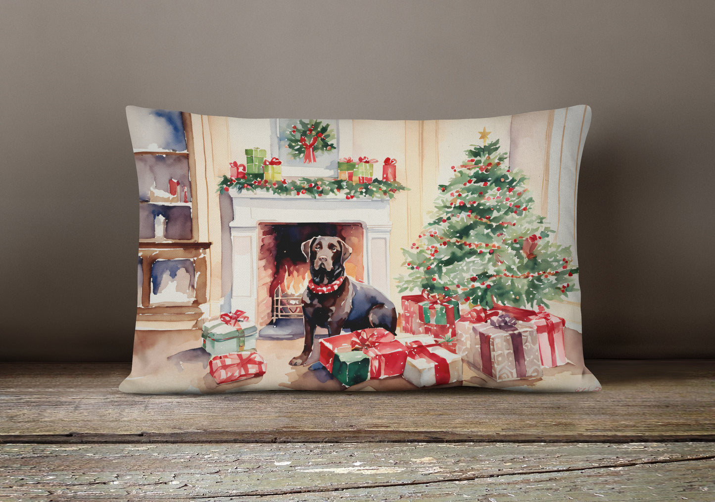 Labrador Retriever Cozy Christmas Throw Pillow