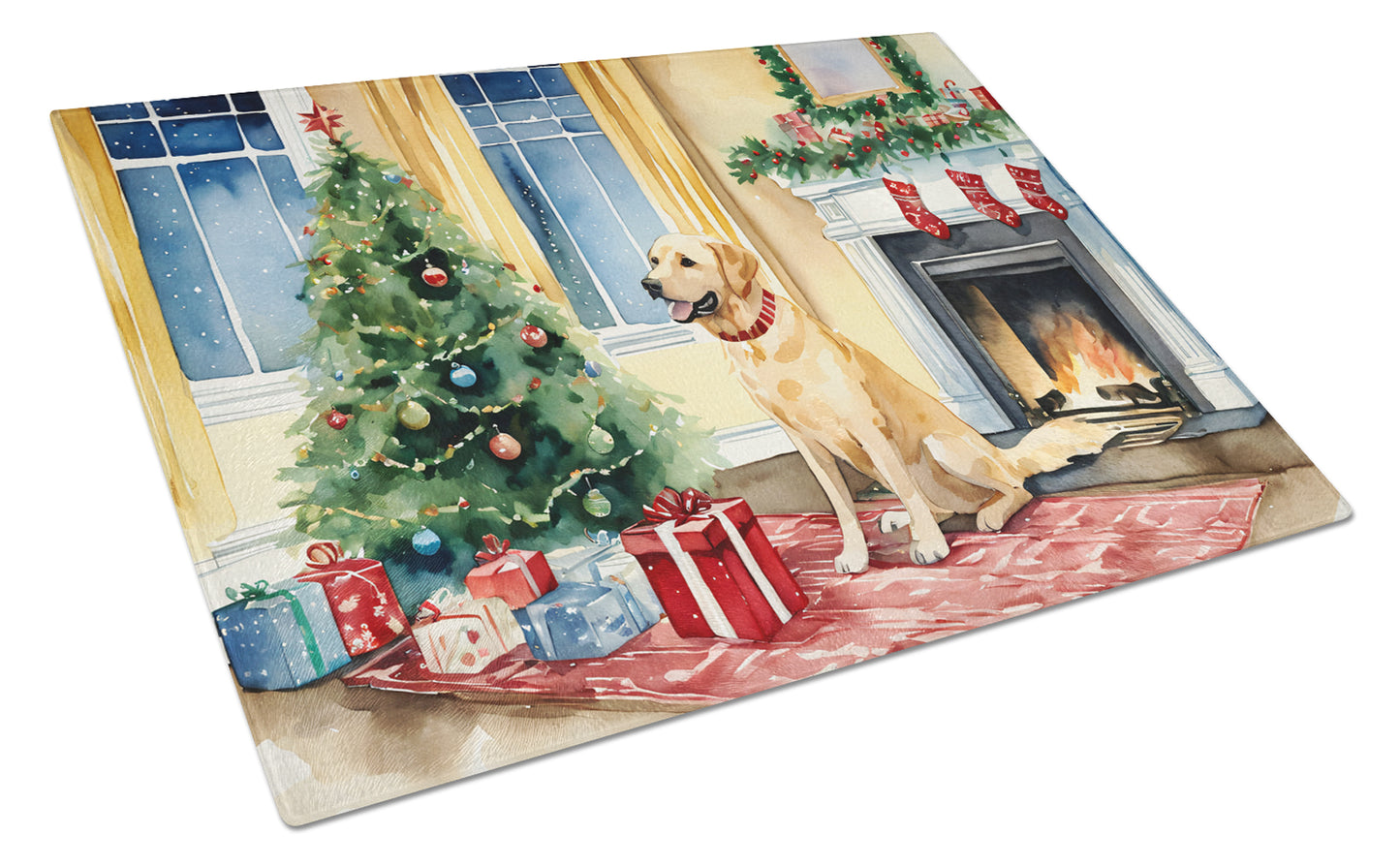 Buy this Labrador Retriever Cozy Christmas Glass Cutting Board