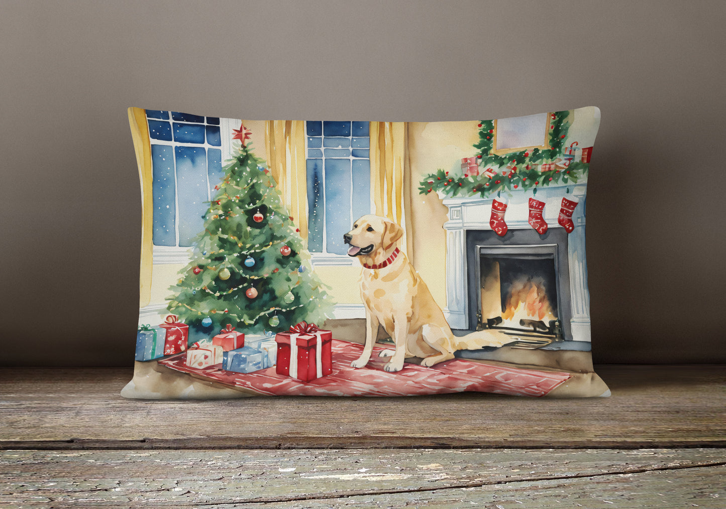 Labrador Retriever Cozy Christmas Throw Pillow