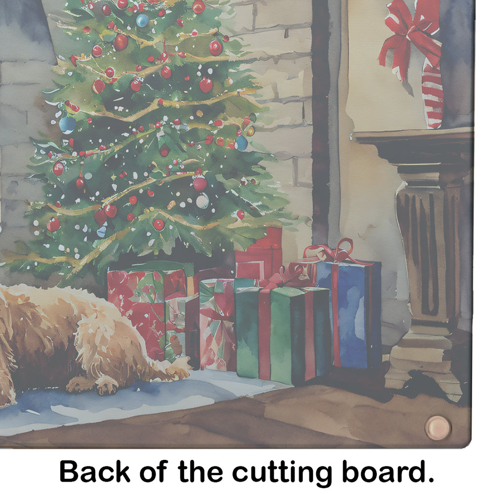 Lakeland Terrier Cozy Christmas Glass Cutting Board