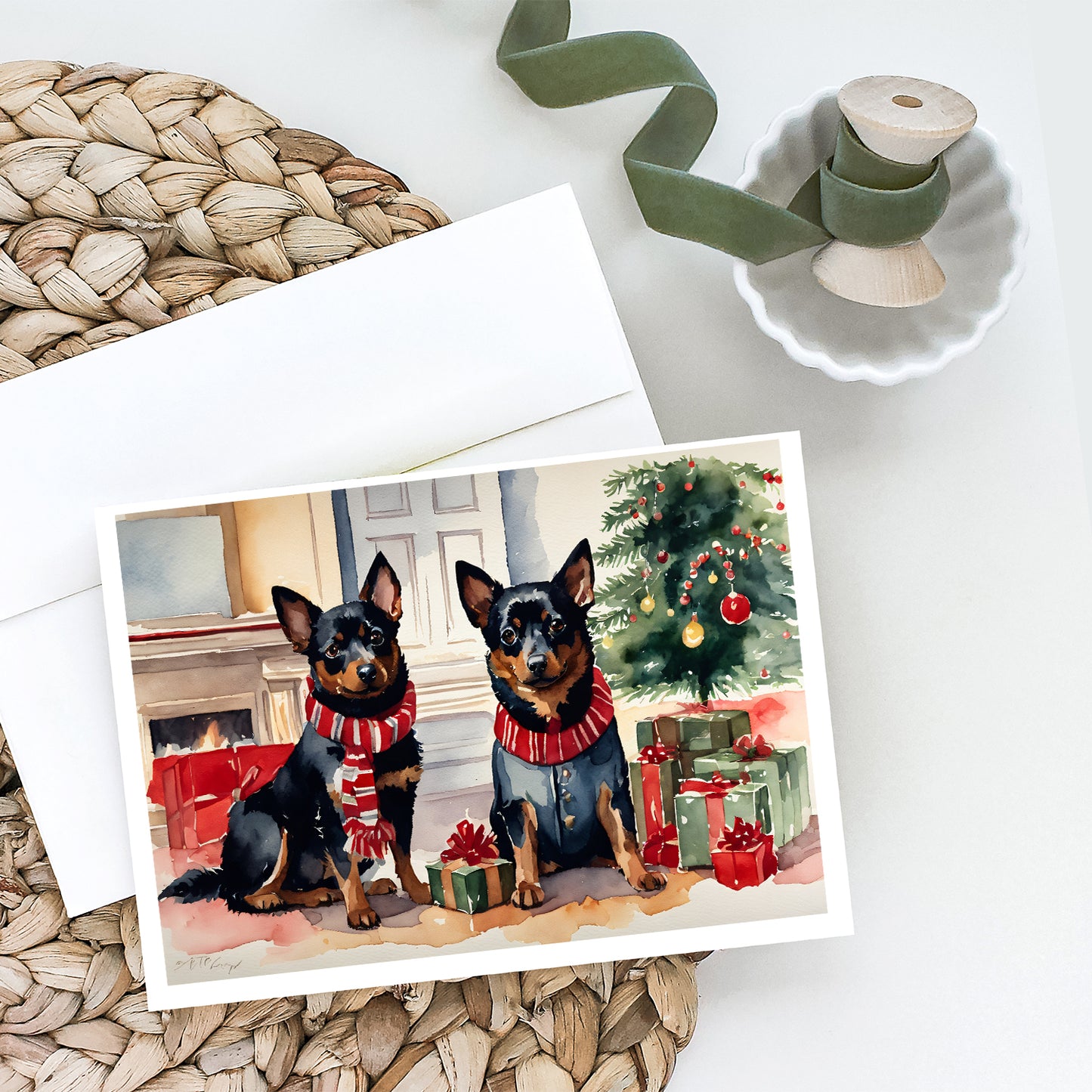 Lancashire Heeler Cozy Christmas Greeting Cards Pack of 8