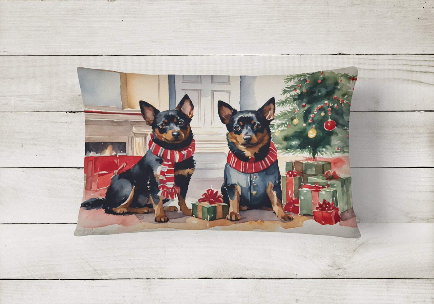 Lancashire Heeler Cozy Christmas Throw Pillow