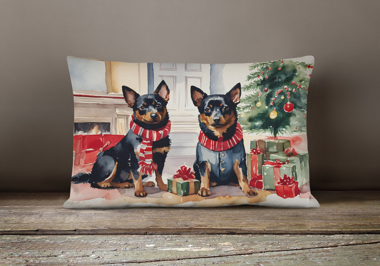 Lancashire Heeler Cozy Christmas Throw Pillow