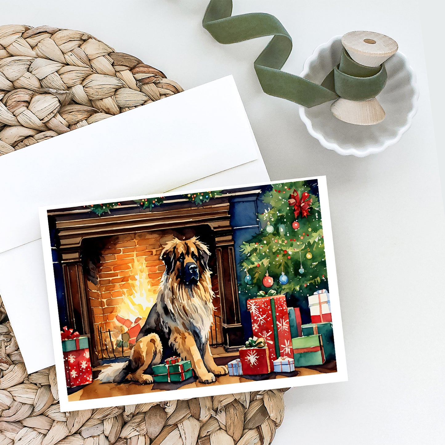 Leonberger Cozy Christmas Greeting Cards Pack of 8