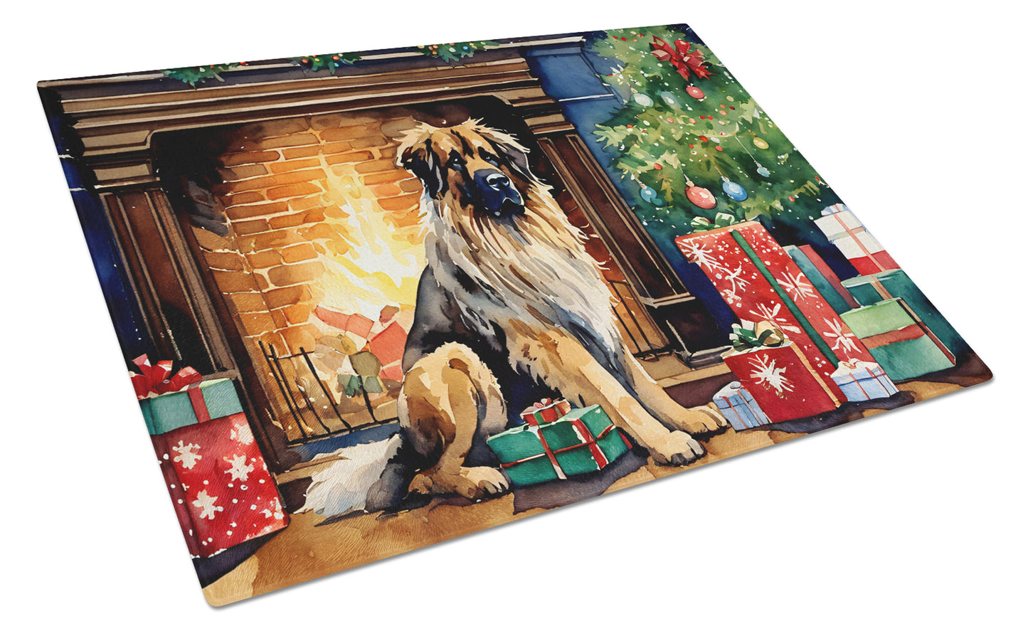 Buy this Leonberger Cozy Christmas Glass Cutting Board