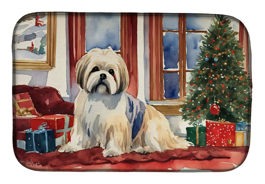 Buy this Lhasa Apso Cozy Christmas Dish Drying Mat