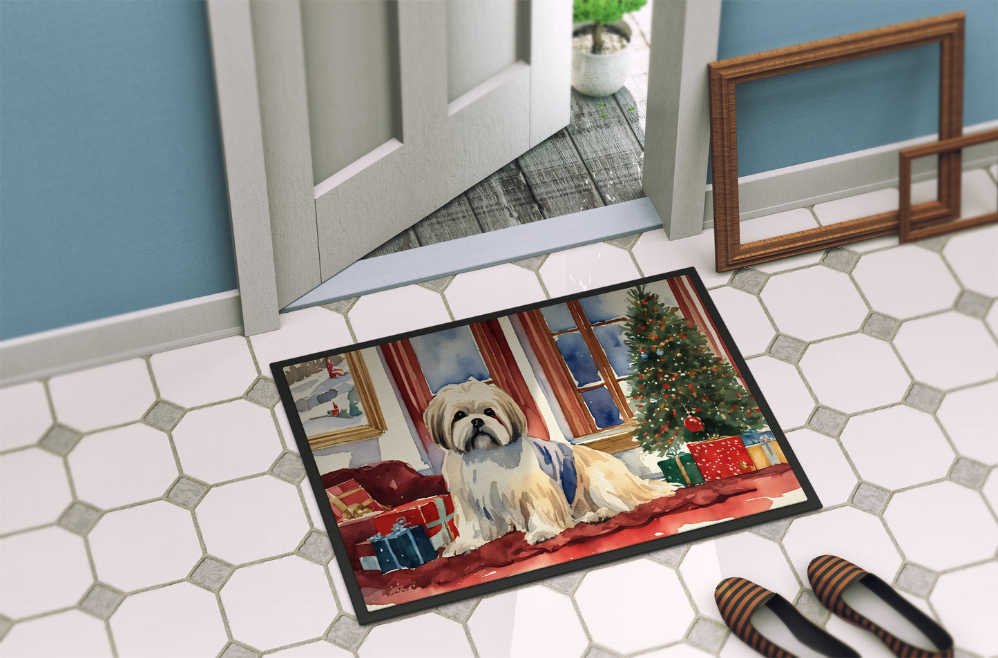 Lhasa Apso Cozy Christmas Doormat