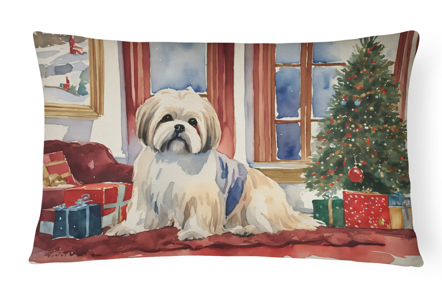 Buy this Lhasa Apso Cozy Christmas Throw Pillow