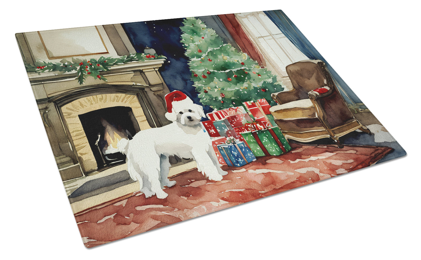 Buy this Maltese Cozy Christmas Glass Cutting Board