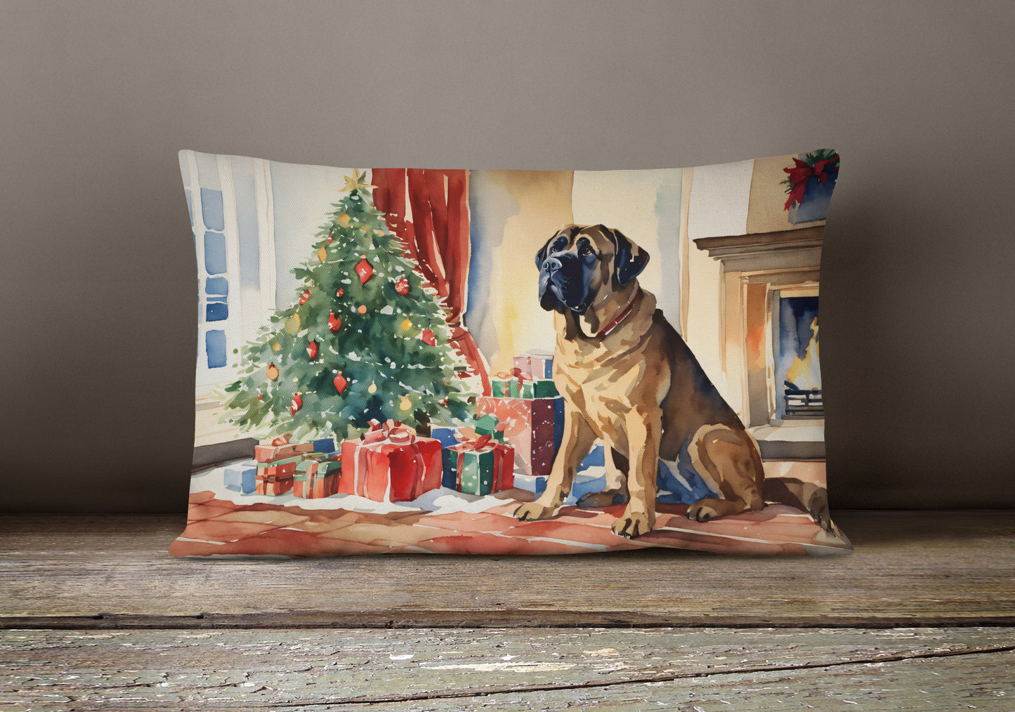 Mastiff Cozy Christmas Throw Pillow