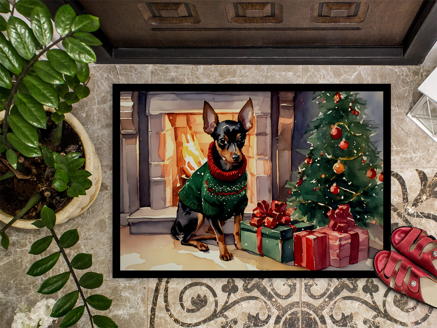 Miniature Pinscher Cozy Christmas Doormat