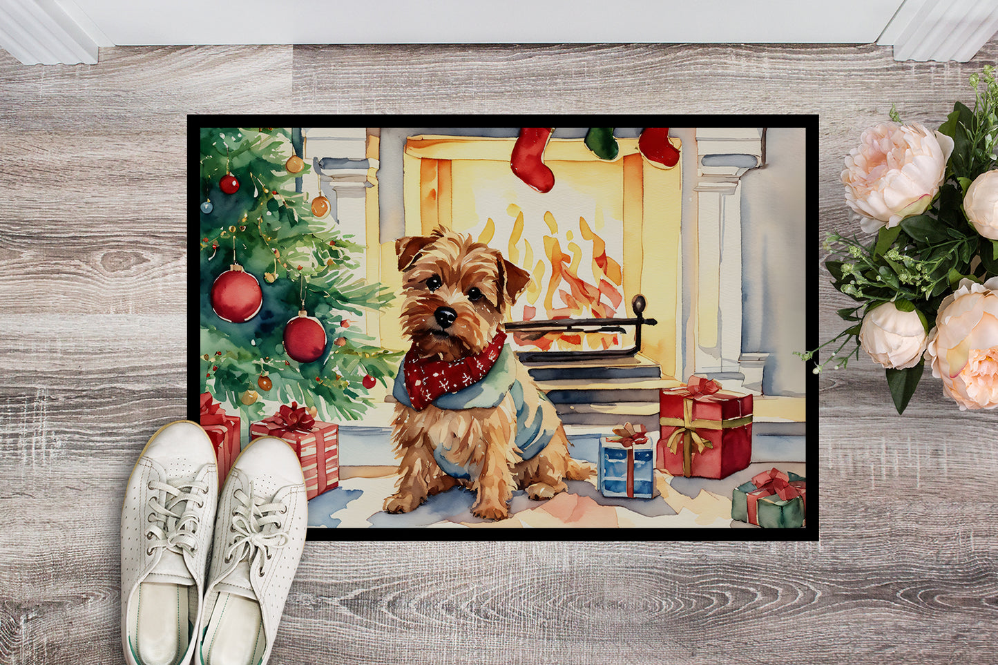 Norfolk Terrier Cozy Christmas Doormat