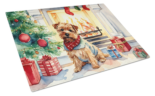 Buy this Norfolk Terrier Cozy Christmas Glass Cutting Board