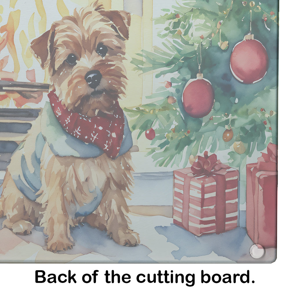 Norfolk Terrier Cozy Christmas Glass Cutting Board