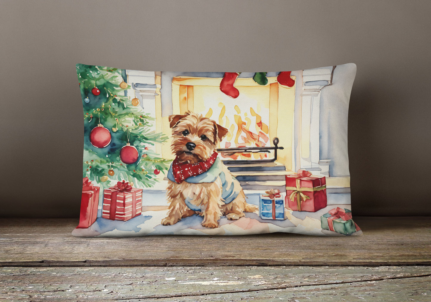 Norfolk Terrier Cozy Christmas Throw Pillow