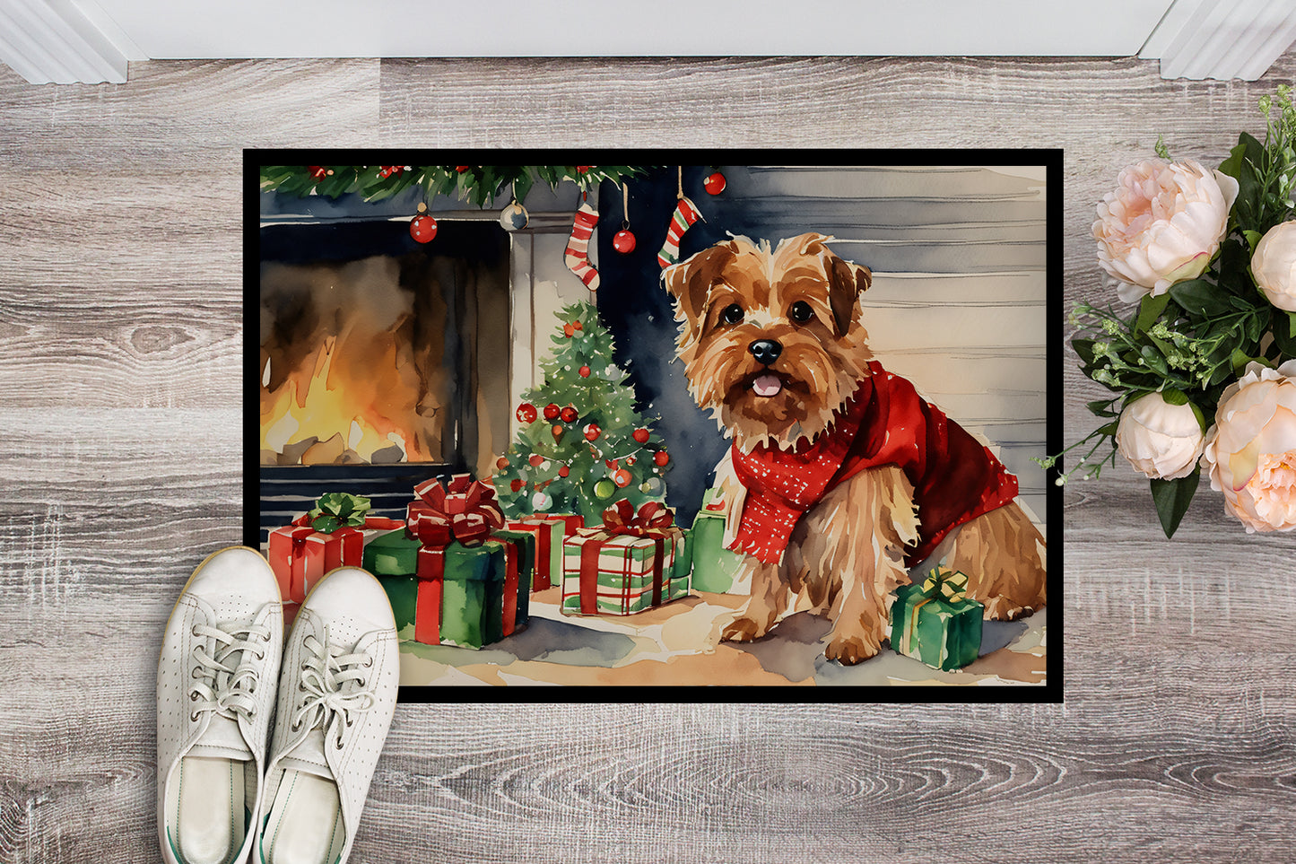 Norfolk Terrier Cozy Christmas Doormat