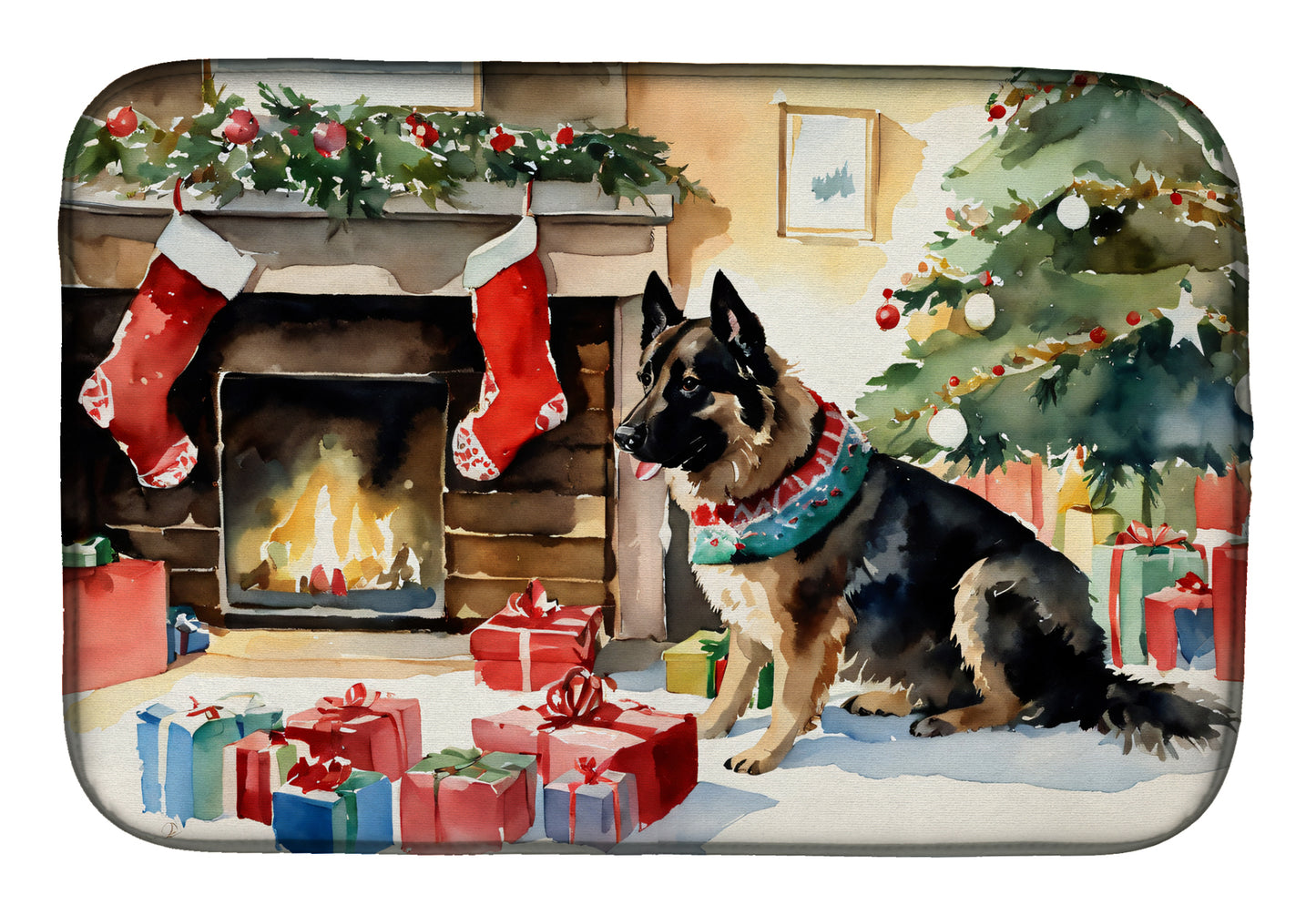 Buy this Norwegian Buhund Cozy Christmas Dish Drying Mat