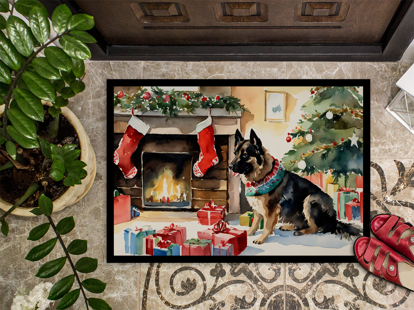 Norwegian Buhund Cozy Christmas Doormat