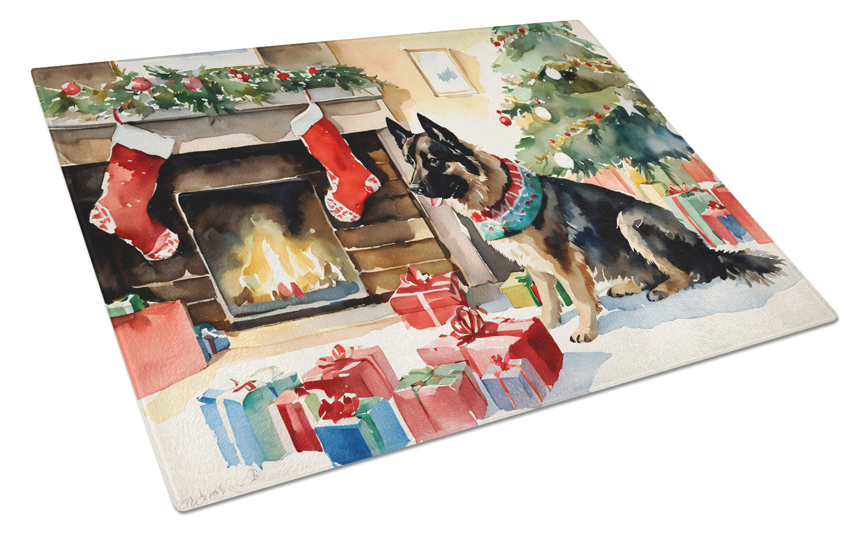 Buy this Norwegian Buhund Cozy Christmas Glass Cutting Board