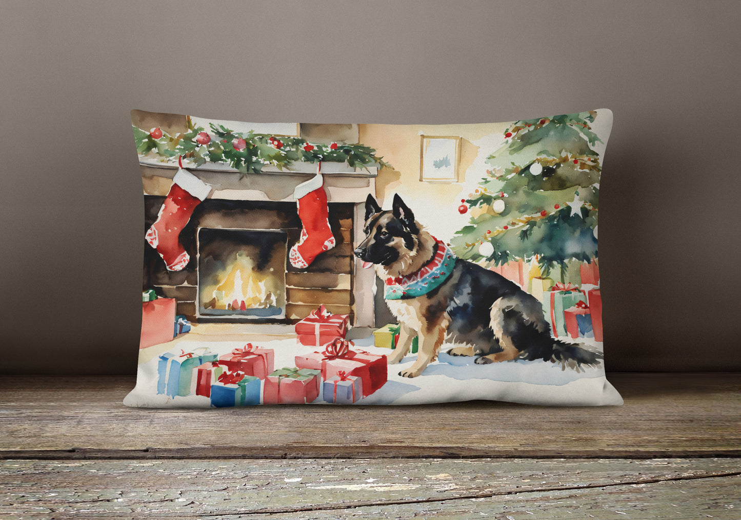 Norwegian Buhund Cozy Christmas Throw Pillow